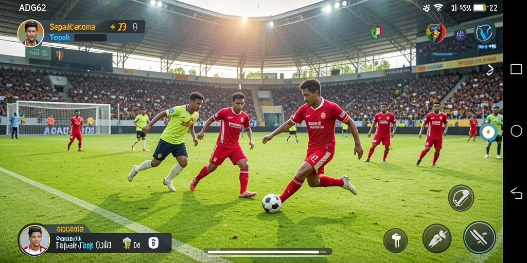 Tangkapan layar <strong>ADG62</strong> menampilkan aksi mendebarkan dalam pertandingan sepak bola.