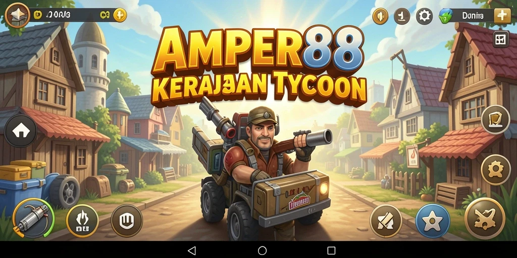 Tampilan gameplay <strong>AMPER88</strong> yang menarik dan penuh strategi bisnis.