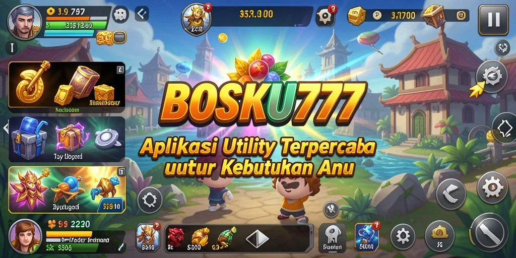 Screenshot BOSKU777 menampilkan antarmuka aplikasi Utility yang user-friendly.