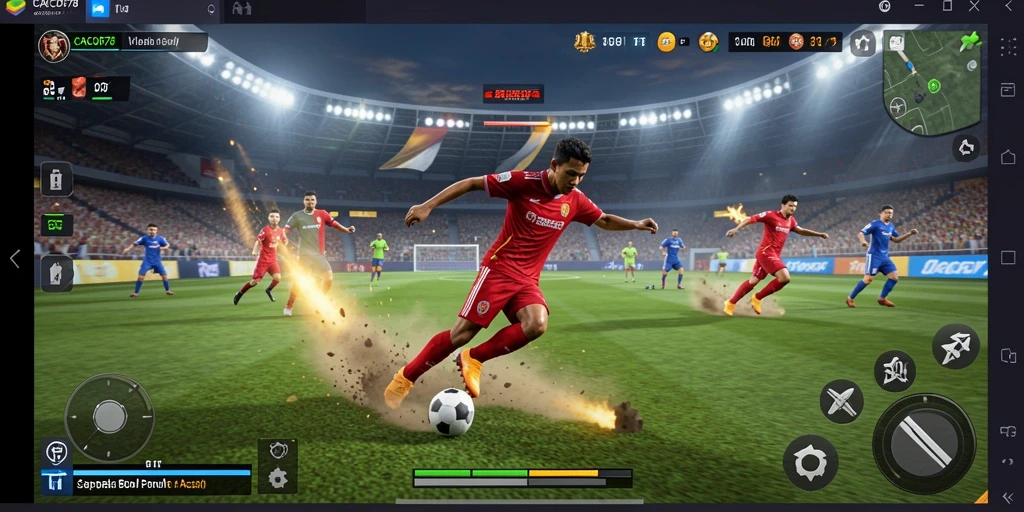 Tangkapan layar gameplay CACOR78 yang menampilkan aksi sepak bola.