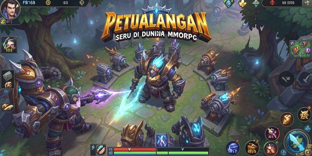 Screenshot menunjukkan pertarungan epik di dunia fantasi FB168.