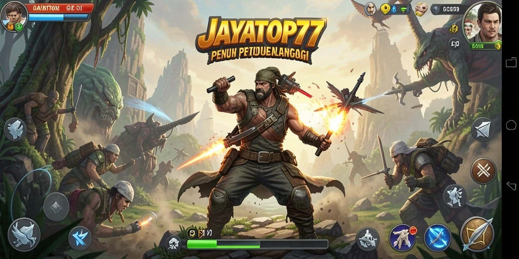 Screenshot gameplay JAYATOP77 menampilkan aksi mendebarkan dalam pertempuran.