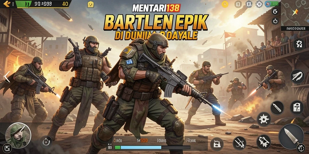 Tangkapan layar dari gameplay MENTARI138 yang mendebarkan dalam pertandingan Battle Royale.