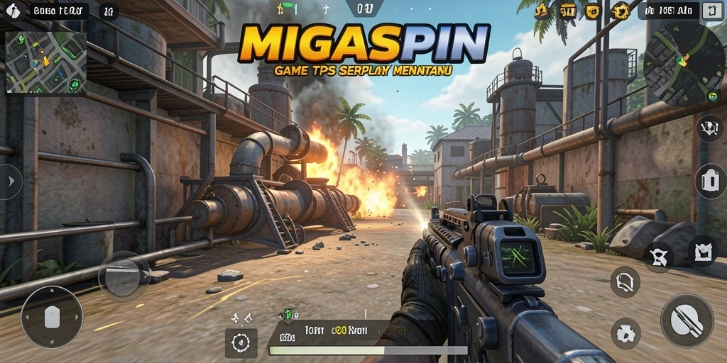 Tampilan gameplay seru dalam MIGASPIN dengan aksi yang mendebarkan.