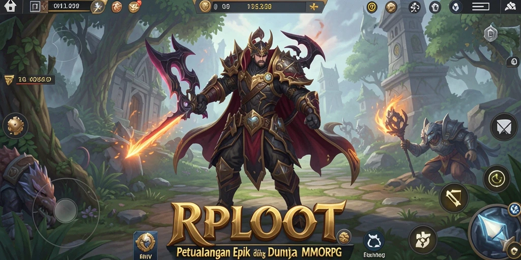 Tangkapan layar utama RPLOOT menampilkan aksi seru dalam dunia MMORPG.